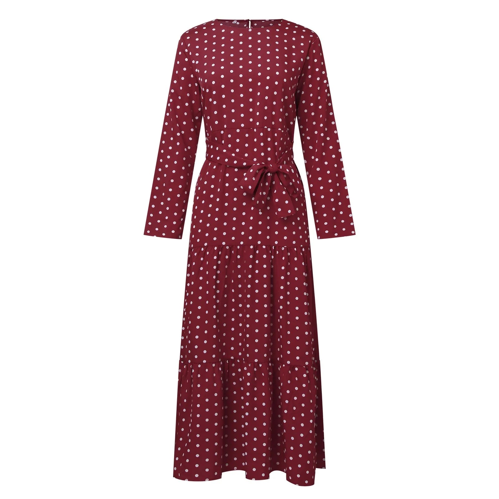 Polka Dot Dress Ruffle Belted