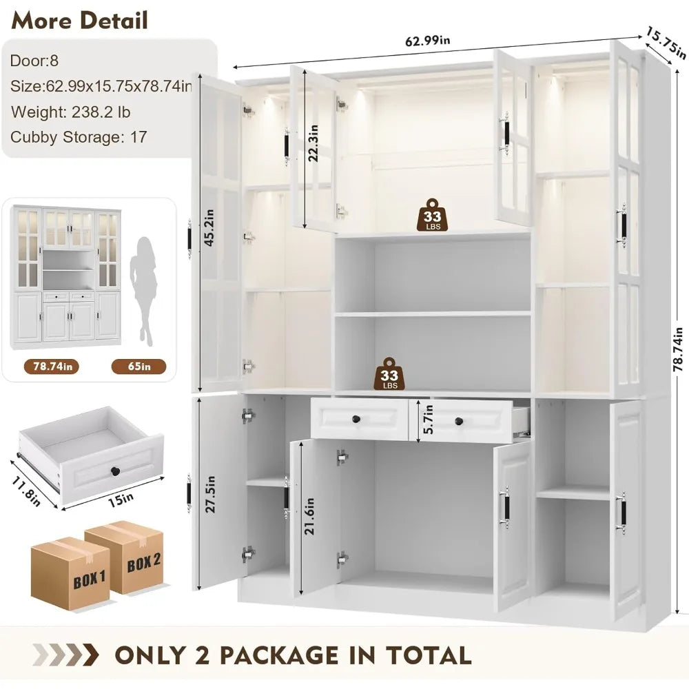 63" Wide Kitchen Pantry Storage