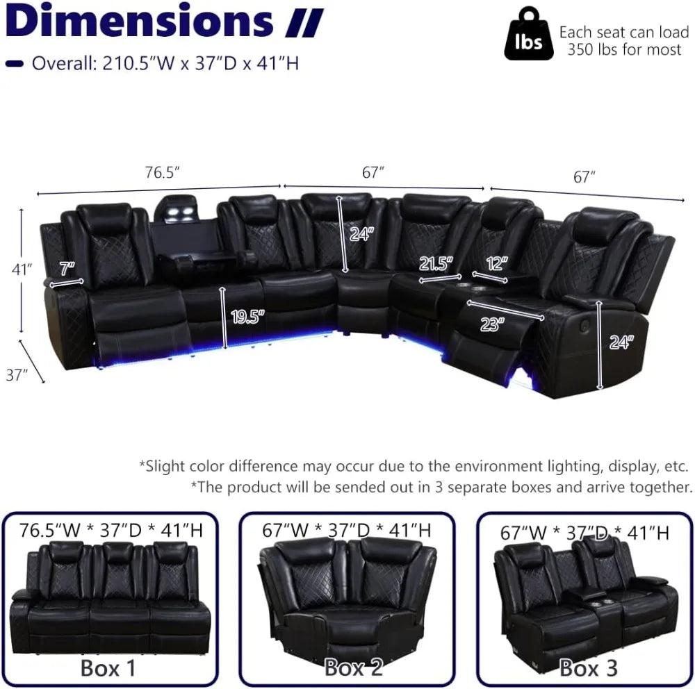 Modern L-Shaped Power Recliner Sofa Set