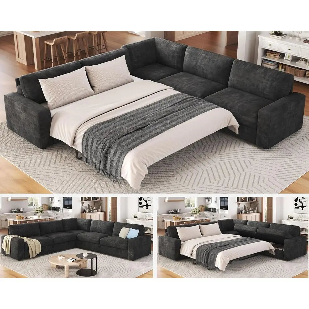Extra-Large Convertible Sofa Bed  3-Way L-Shaped
