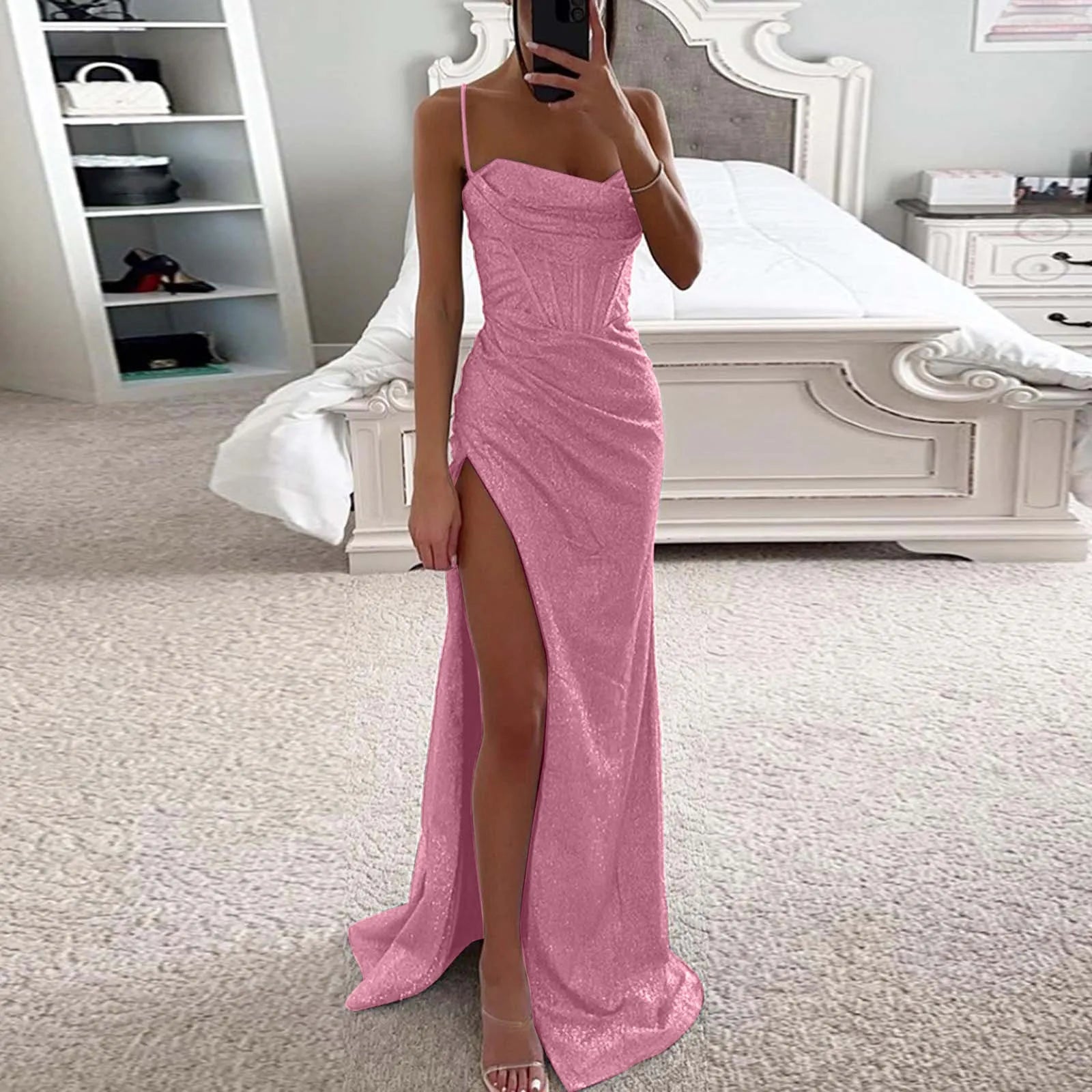 Elegant Glitter Sequin Gown
