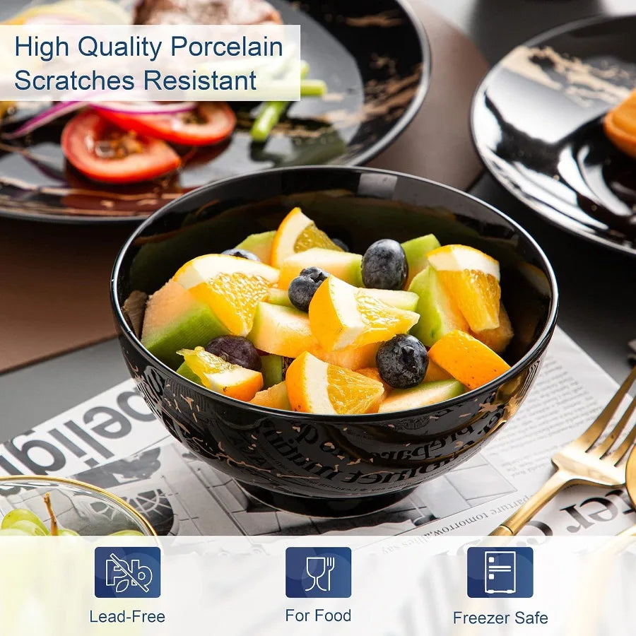 Porcelain Dinnerware Set Gold Splash