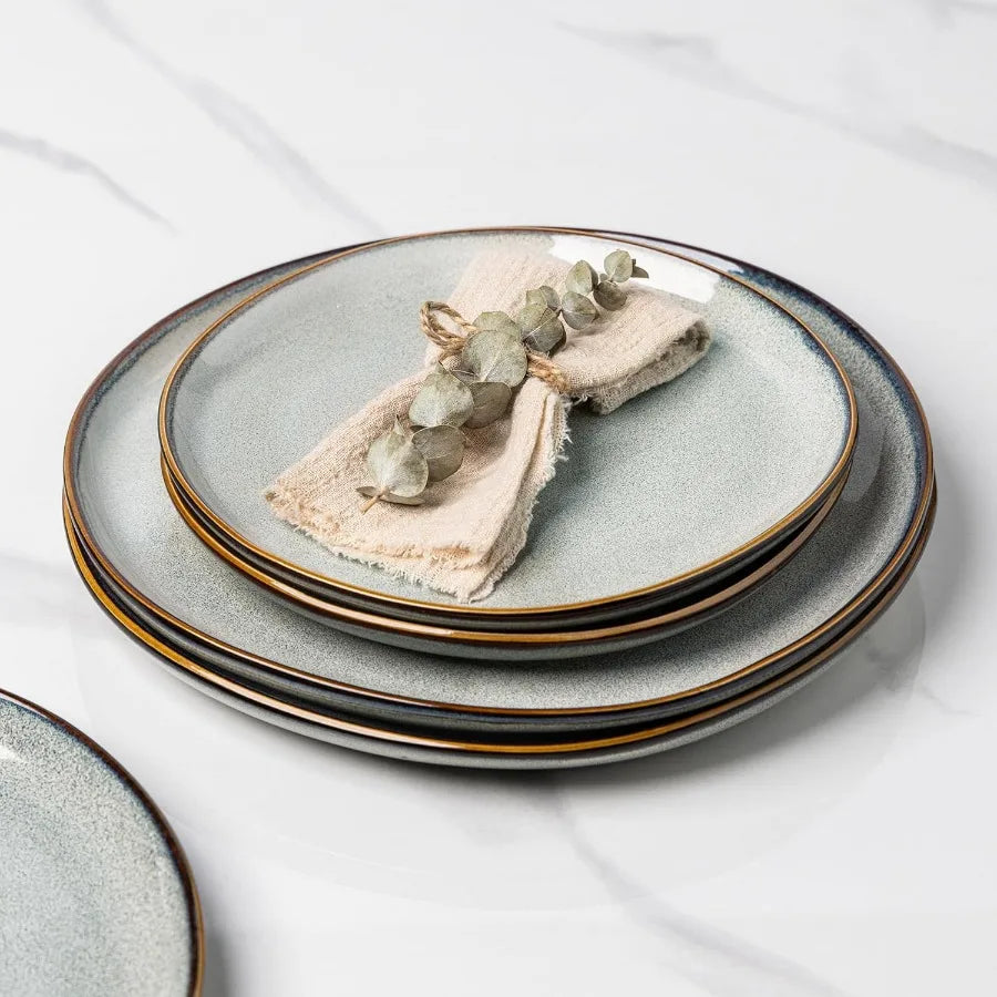 Set Of 6 Stoneware Dinner Plates
