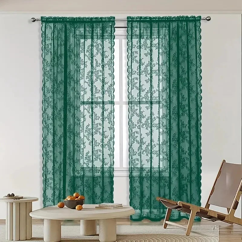 Vintage Lace Floral Chiffon Curtains