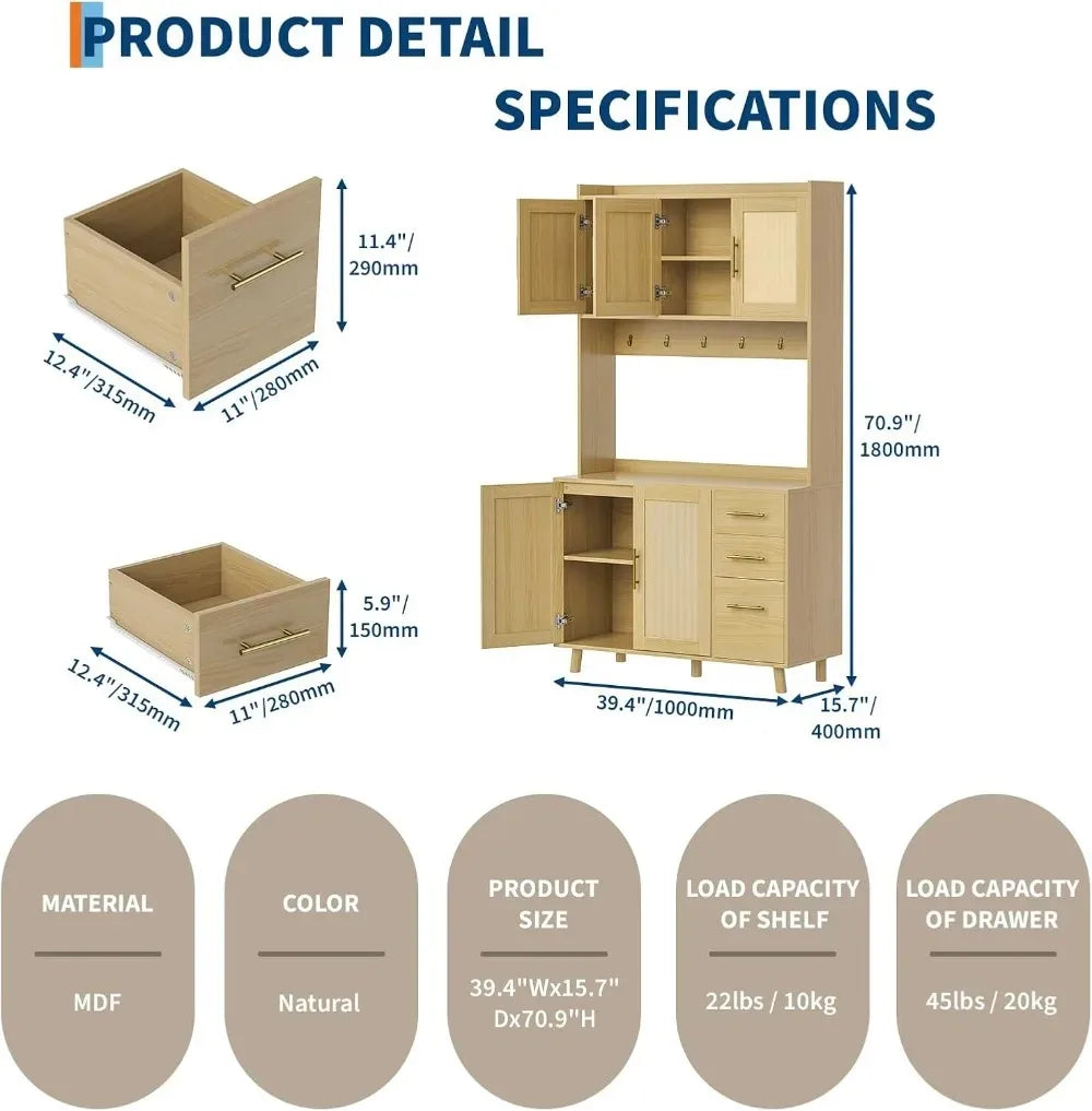71"  Cabinet with Microwave Stand