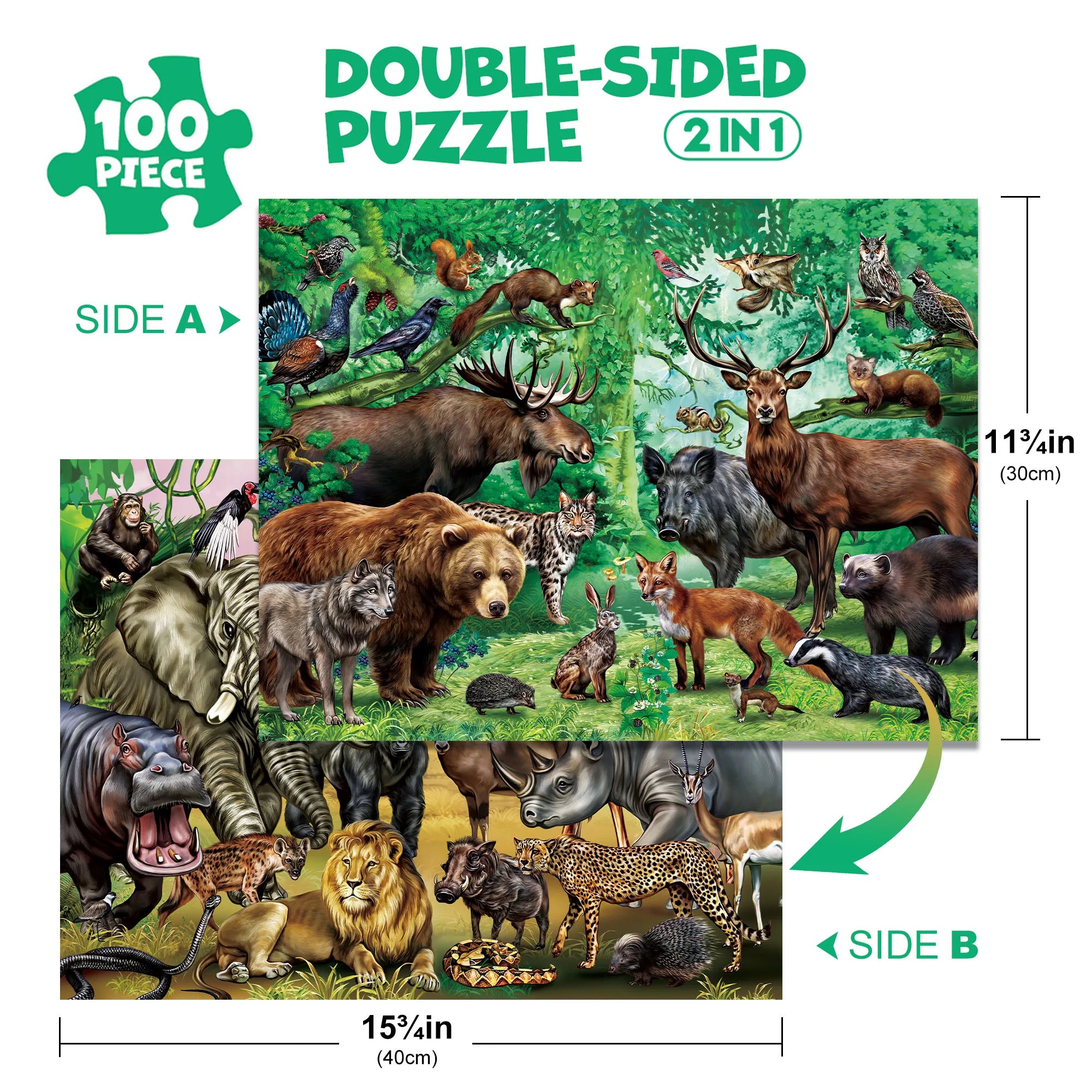 Two in One, 100 Piece Double sided Puzzles