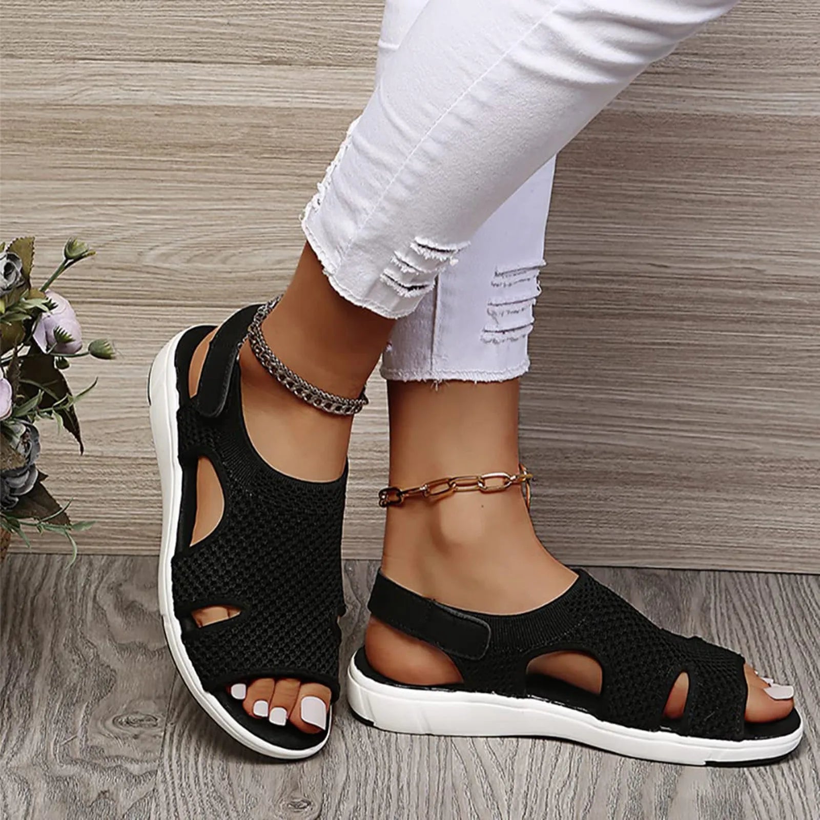 Low Heel Wedge Sandals