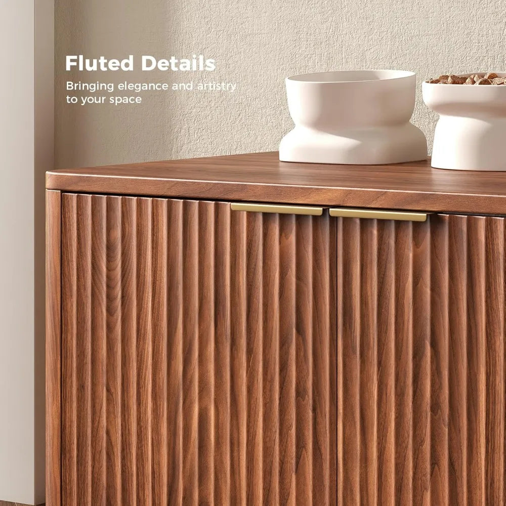 31.5" Walnut Cat Litter Box Enclosure Furniture