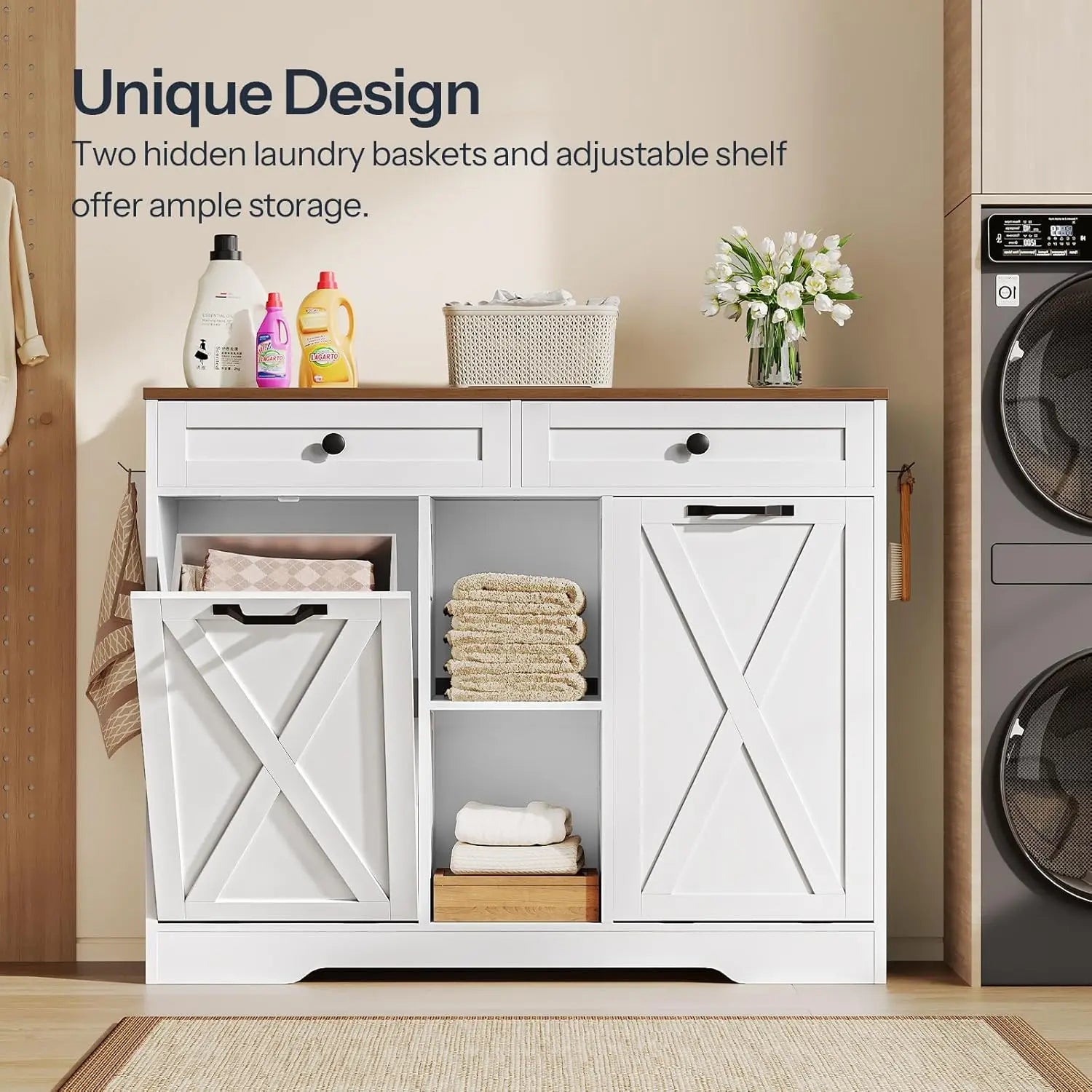 Double Tilt Out Laundry Hamper Cabinet