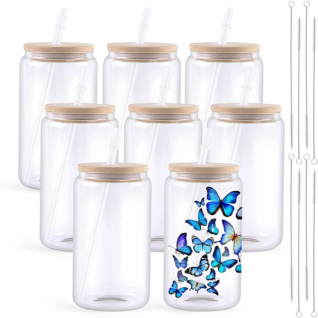 Tumblers With Bamboo Lids & Straws
