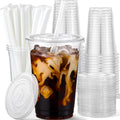 Disposable Clear Plastic Cups w/ Lids & Straws