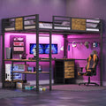 Full Size Loft Bed with L-Shaped Desk