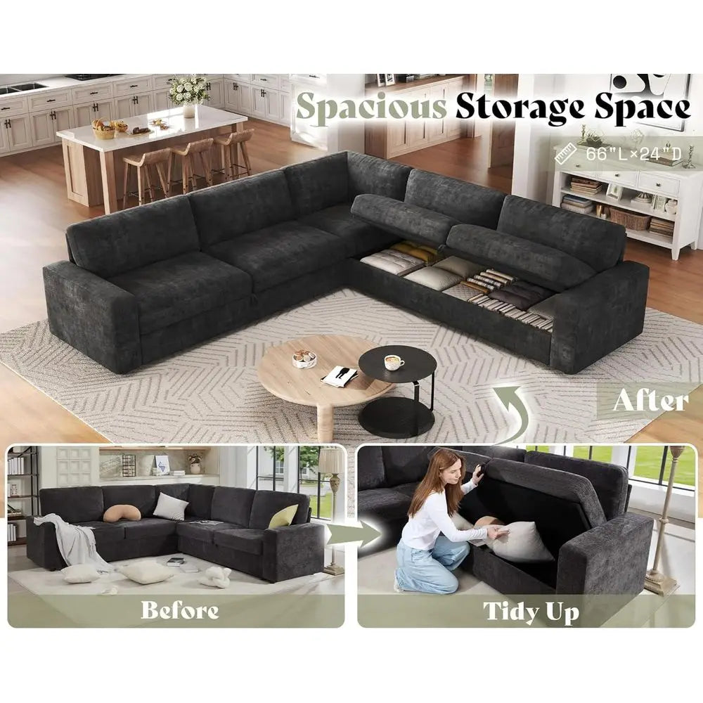 Extra-Large Convertible Sofa Bed  3-Way L-Shaped