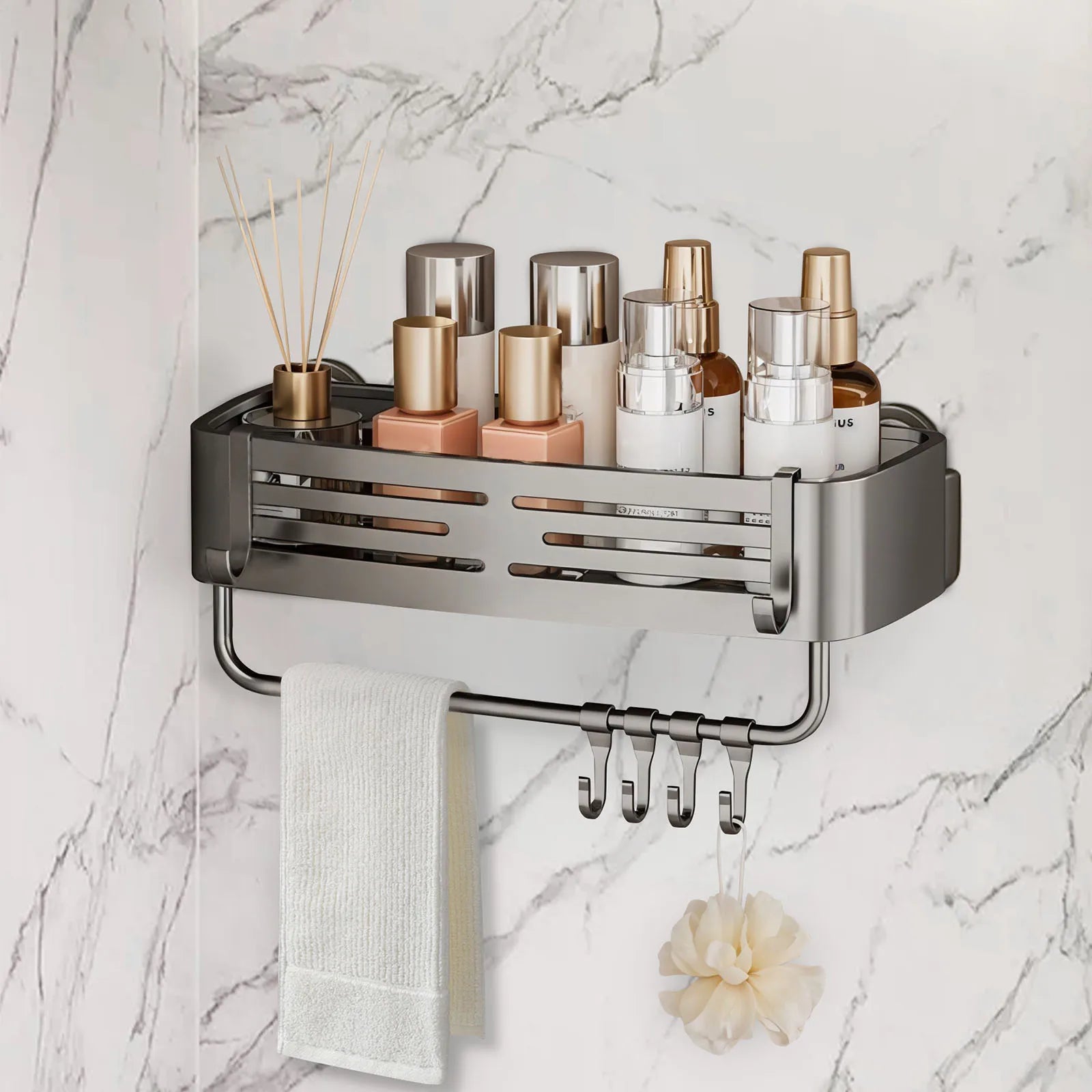 Suction Cup Shelf Gray Bathroom