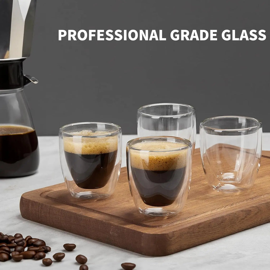 Double Walled 3oz Espresso Cups Set of 4,