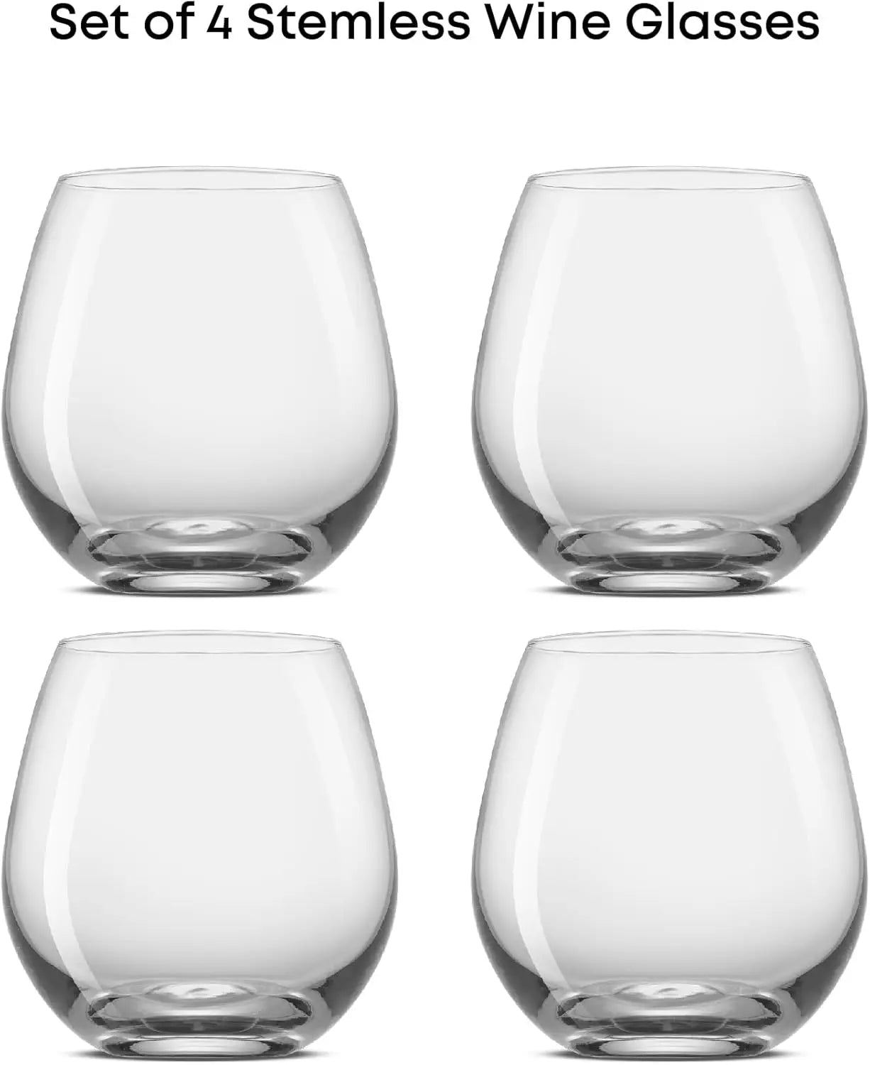 Elegant 15 oz Stemless Wine Glasses Set of 4
