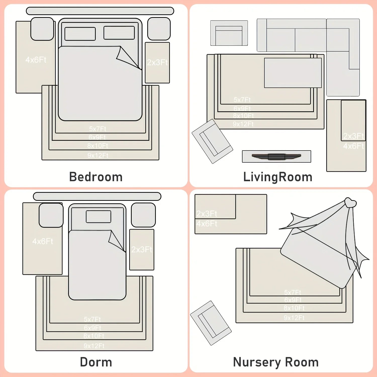 Washable Large Living Room Area Rug