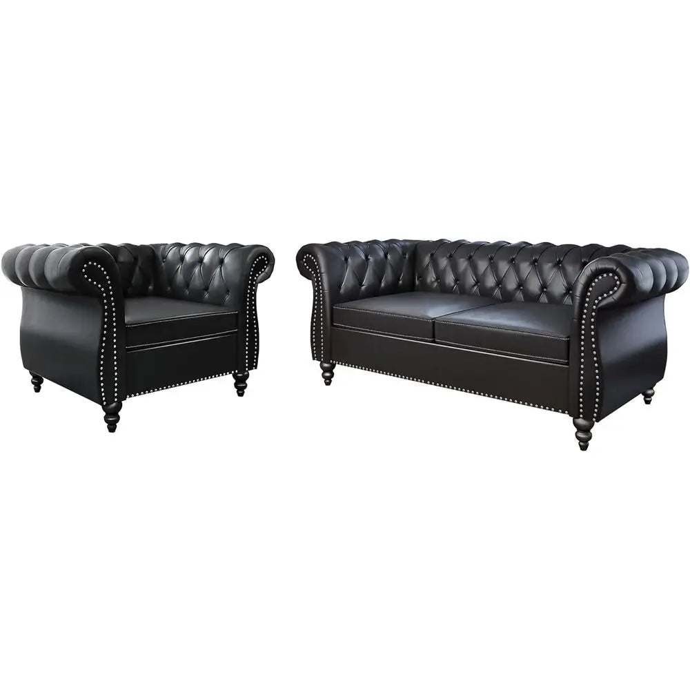 Leather Chesterfield Sofa Set