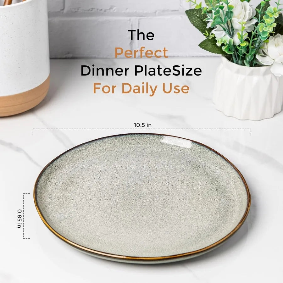 Set Of 6 Stoneware Dinner Plates