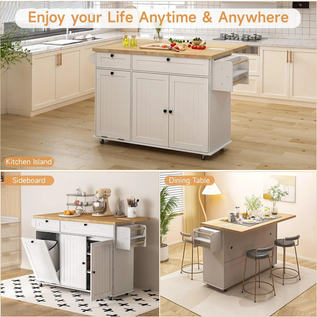 60" Mobile Kitchen Islands Rolling