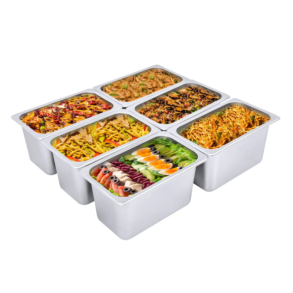 6 x 1/4 Size 6” Deep Stainless Steel Steamer Bins
