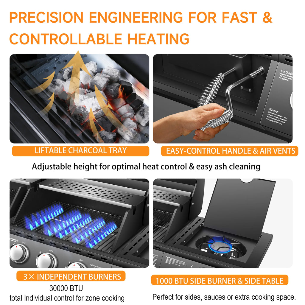 Dual Fuel Grill Gas & Charcoal Grill
