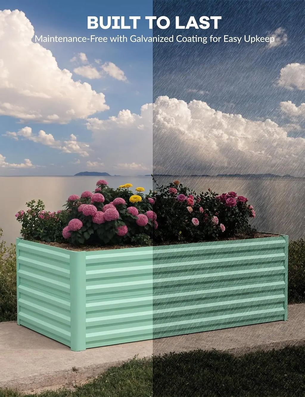 6x3x2, 8x4x2ft Galvanized Raised Garden Bed