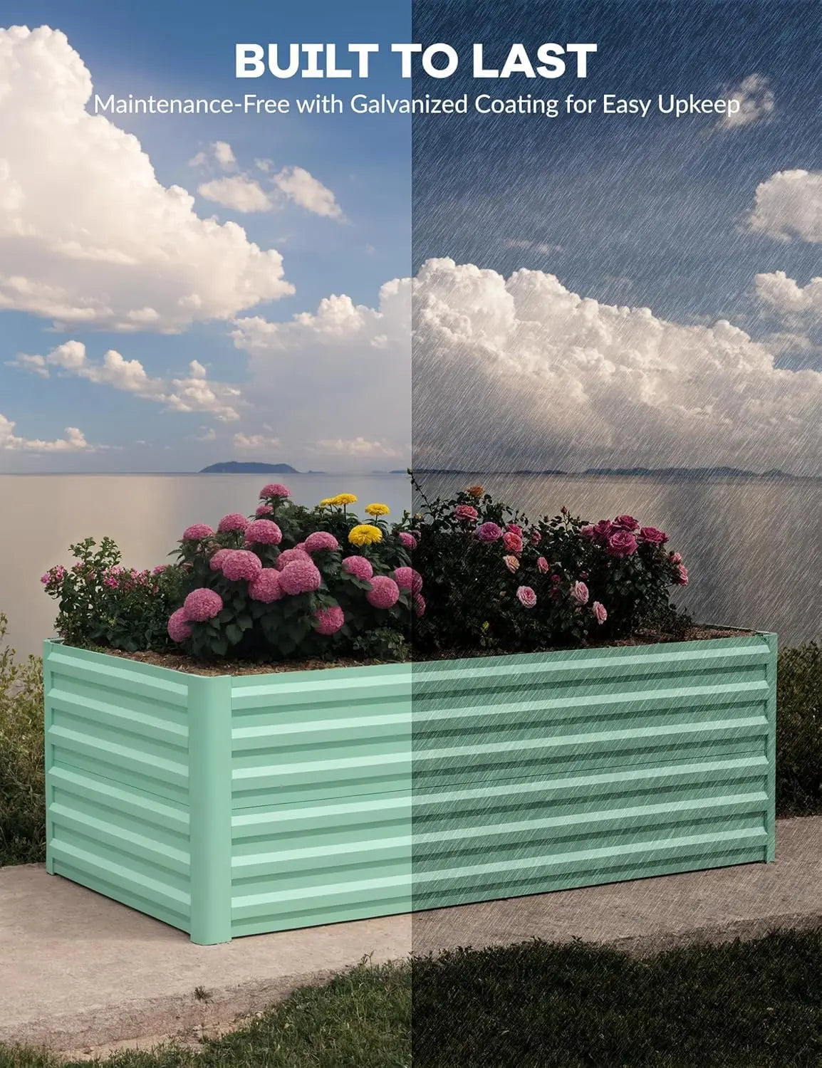 6x3x2, 8x4x2ft Galvanized Raised Garden Bed