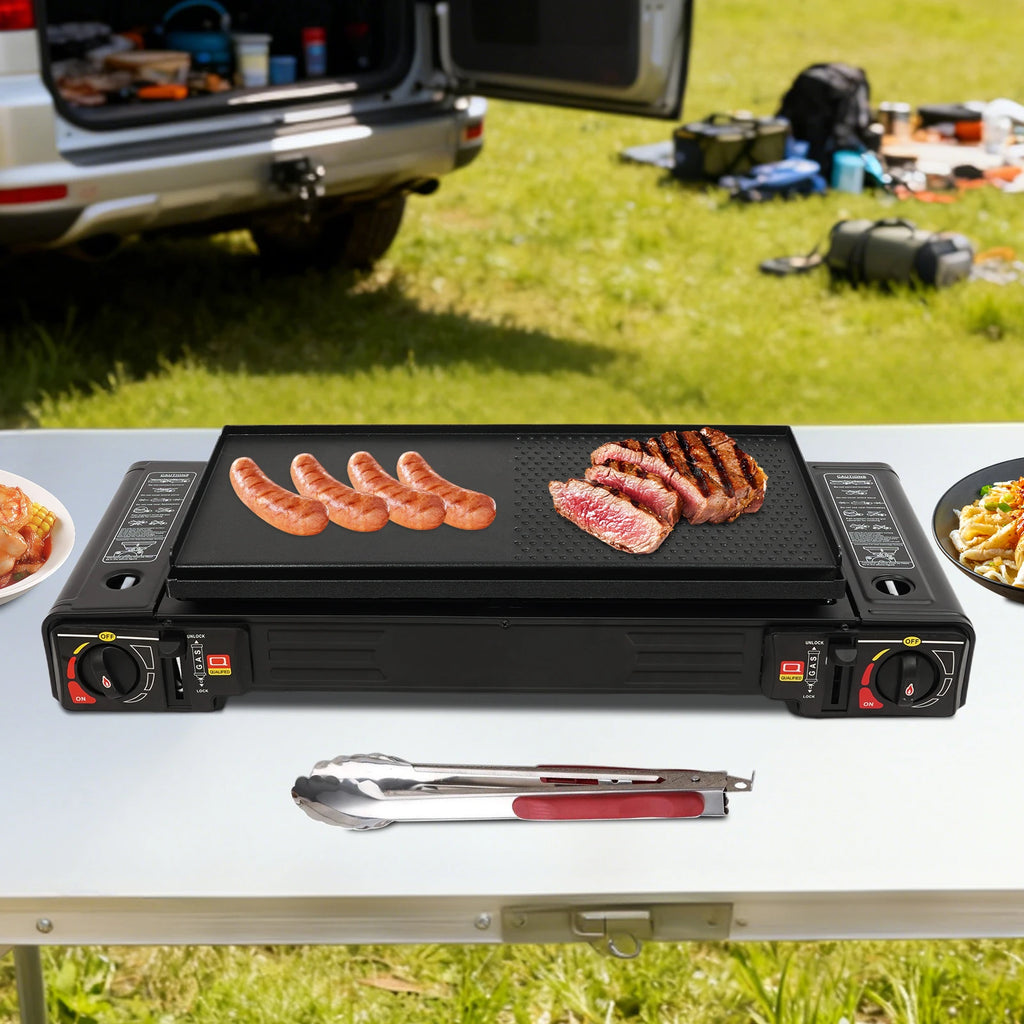 Portable Dual-Burner Camping Stove