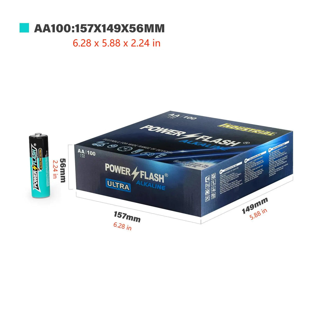 Power Flash AA 100 pcs Alkaline Batteries