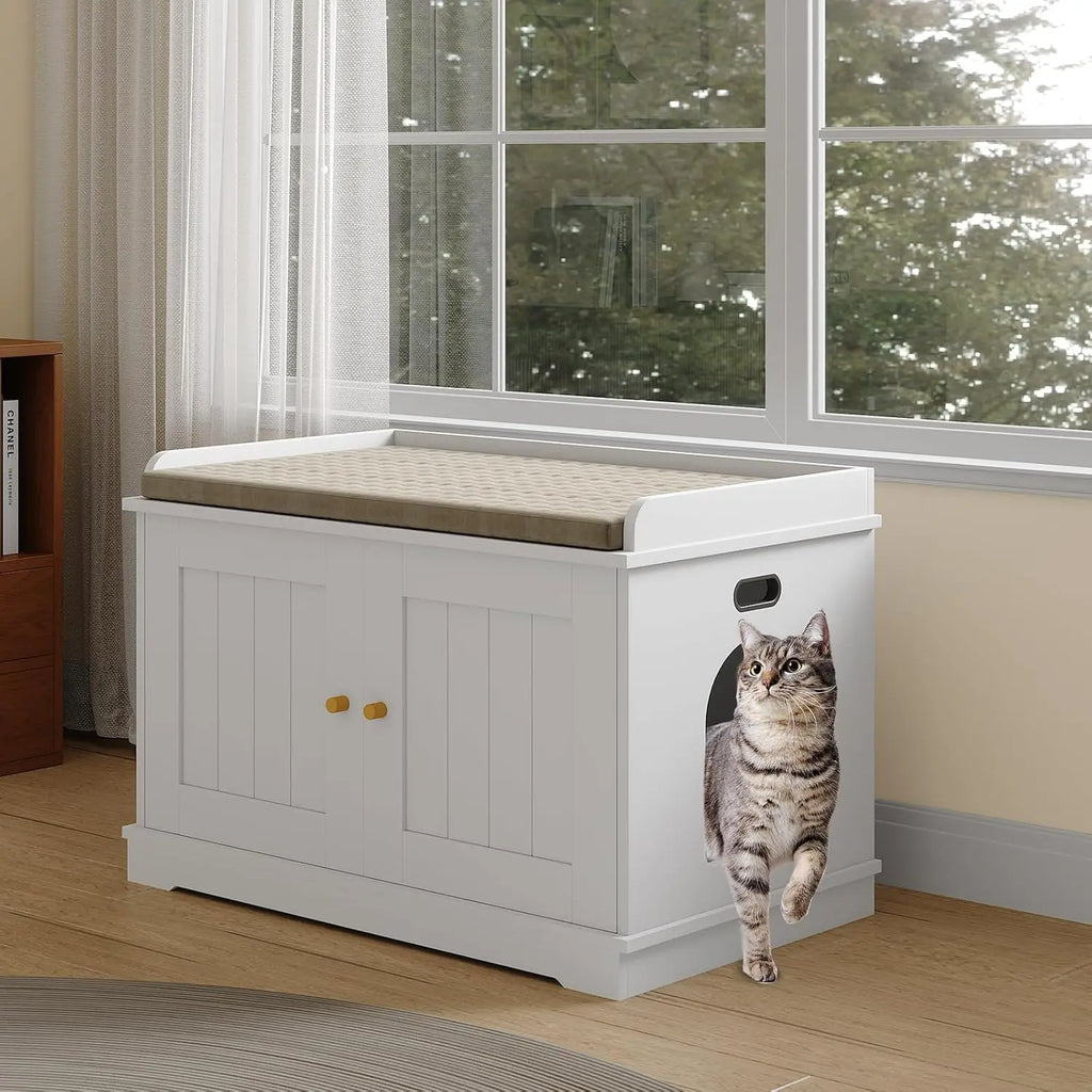 Hidden Wooden Cat Washroom Furniture Large