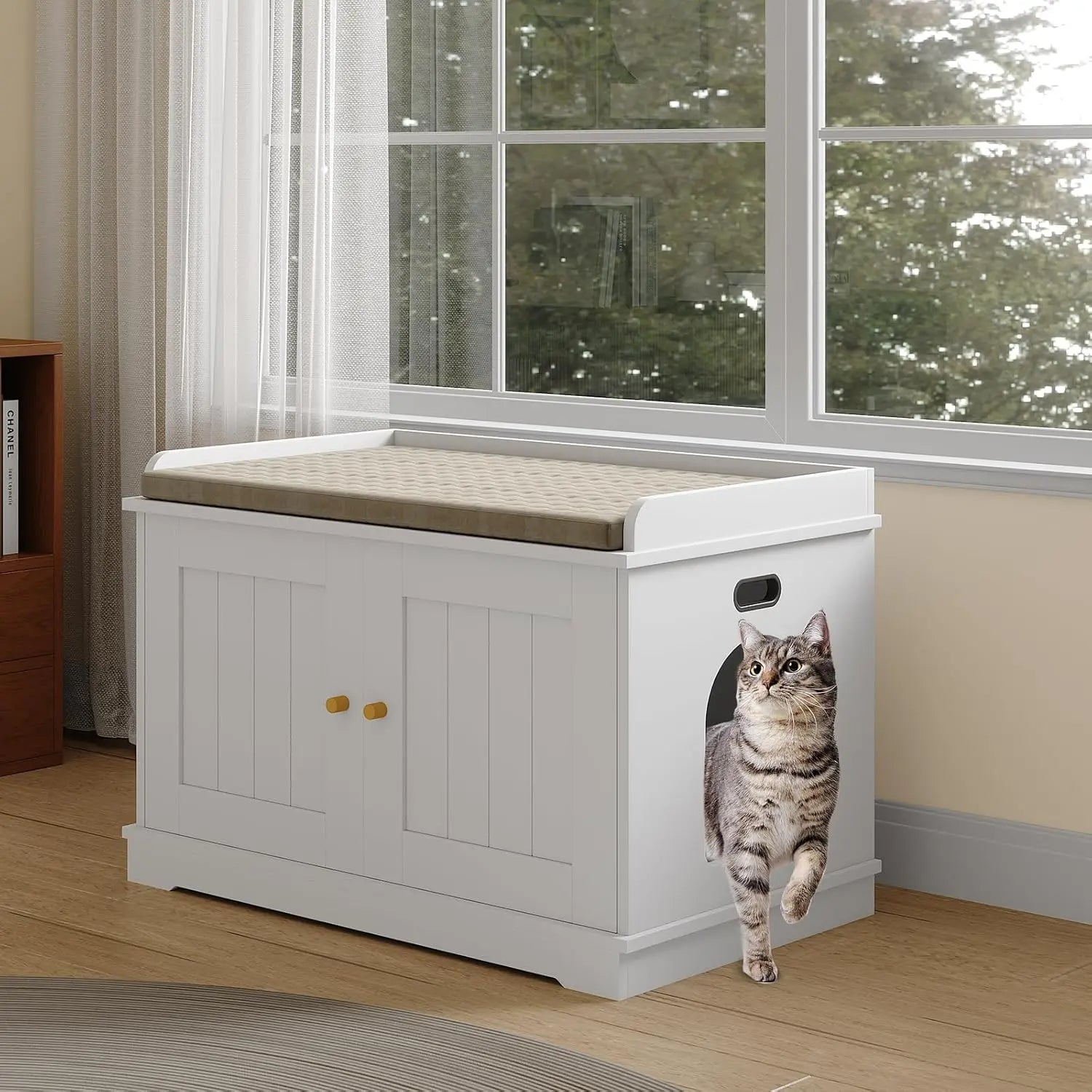 Hidden Wooden Cat Washroom Furniture Large