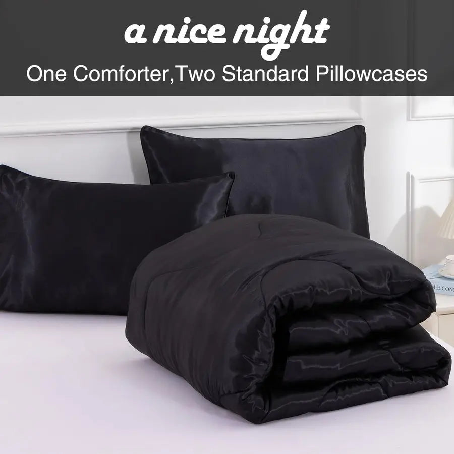 Satin Silky Soft  Comforter Set Full Queen