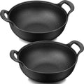 2 Sets Cast Iron Wok with Loop Handle