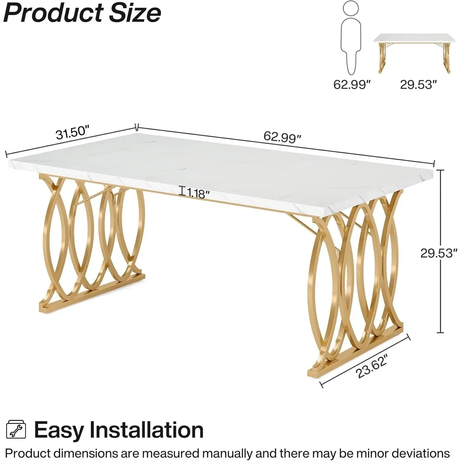 Modern Dining Table, 63" Large