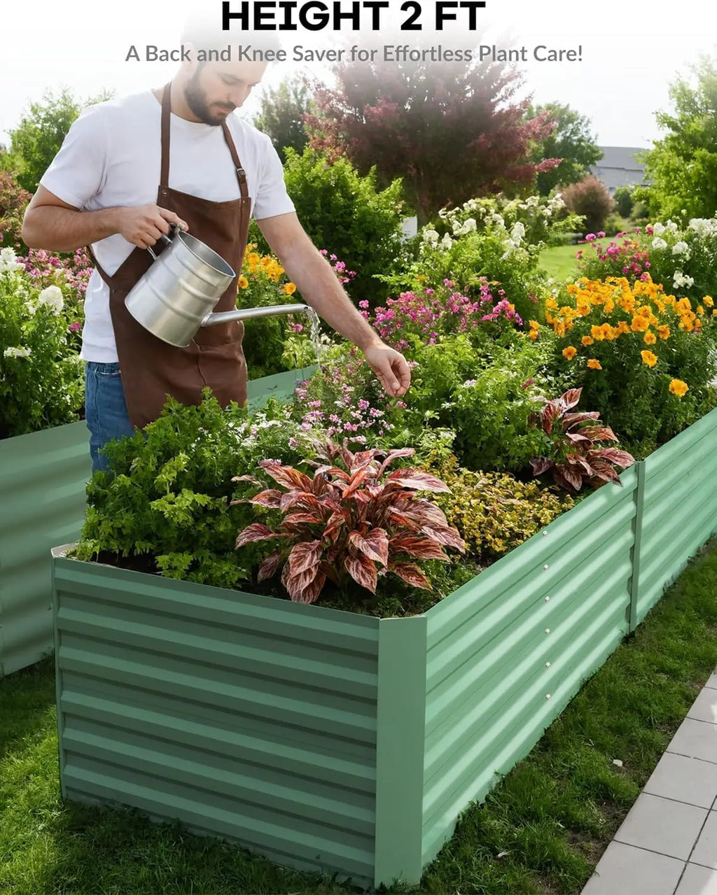 6x3x2, 8x4x2ft Galvanized Raised Garden Bed