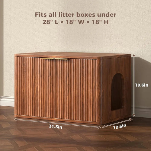 31.5" Walnut Cat Litter Box Enclosure Furniture