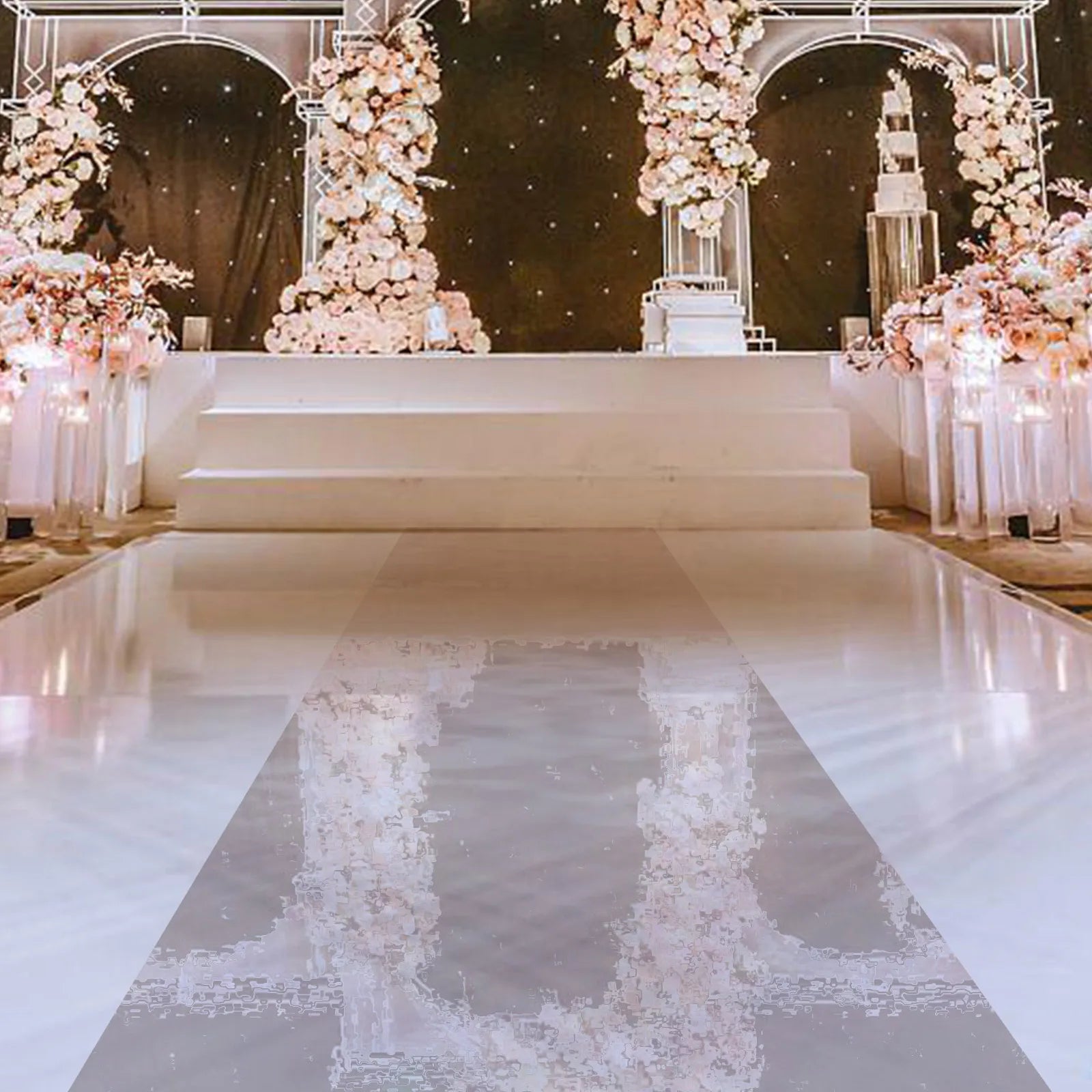 65FT x 3FT Silver Mirrored Floor Wedding Aisle Runner