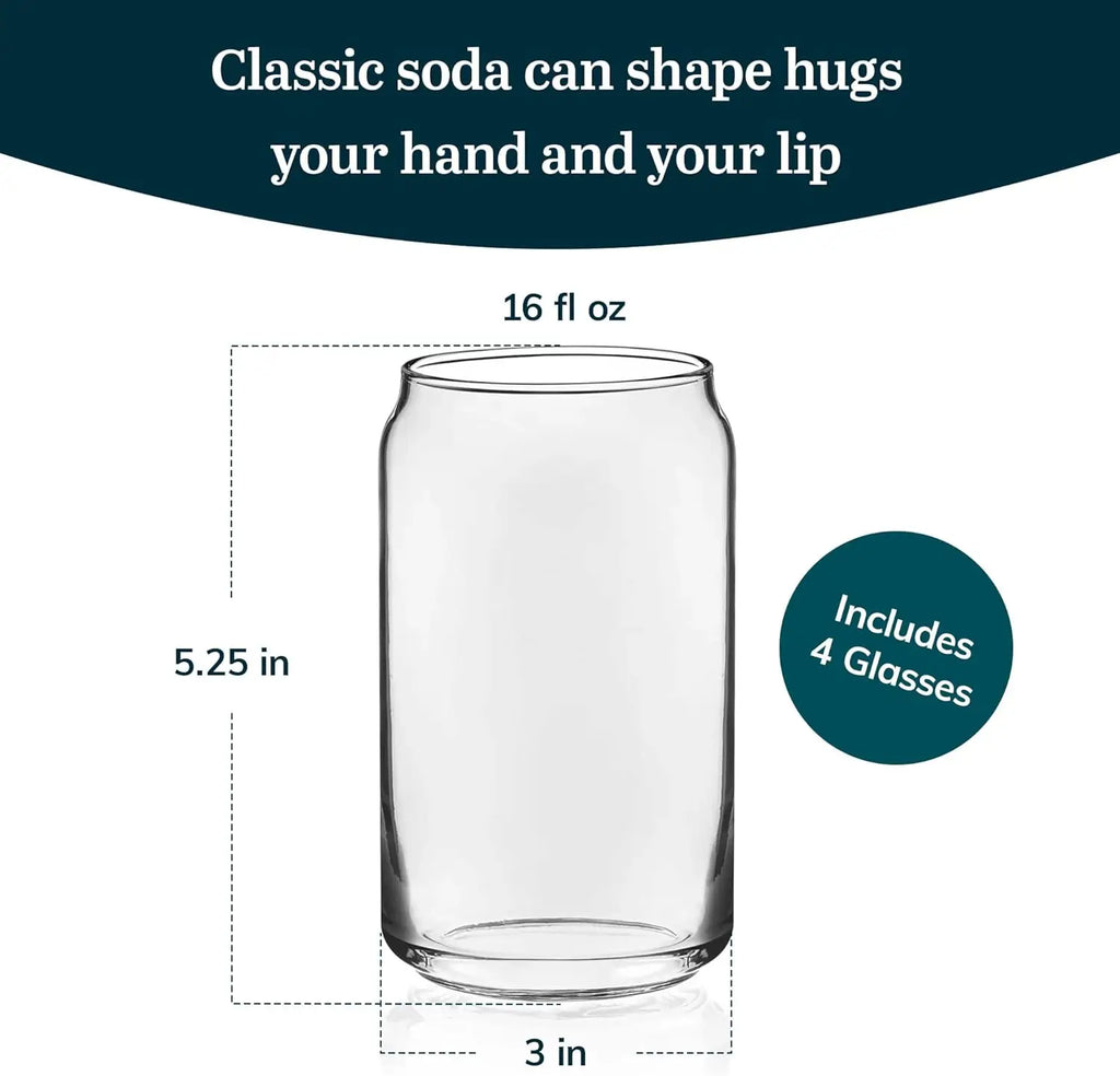 Classic Clear 16 oz  Tumbler Glasses for 4