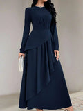 Asymmetrical Pleated Maxi Dress