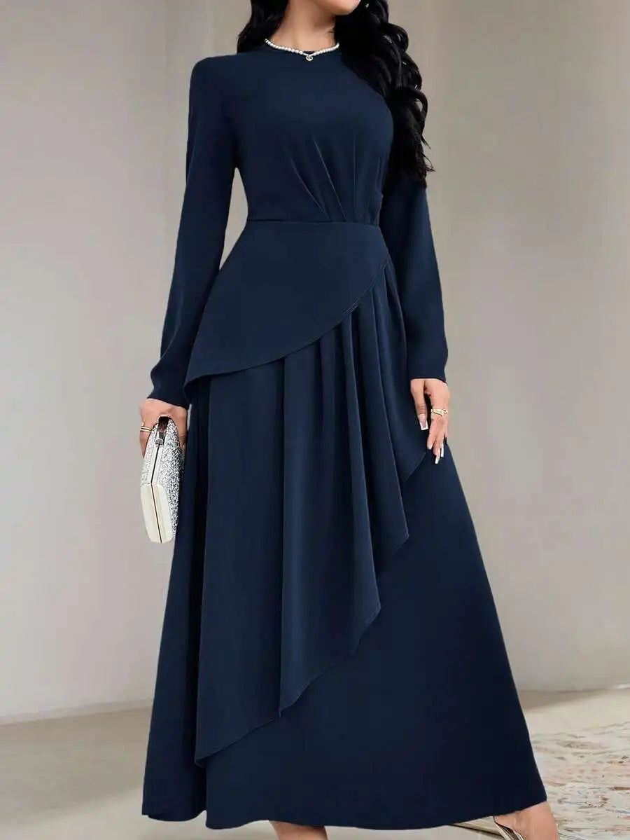Asymmetrical Pleated Maxi Dress