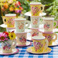Vintage Paper Floral  Tea Cups & Saucer Set