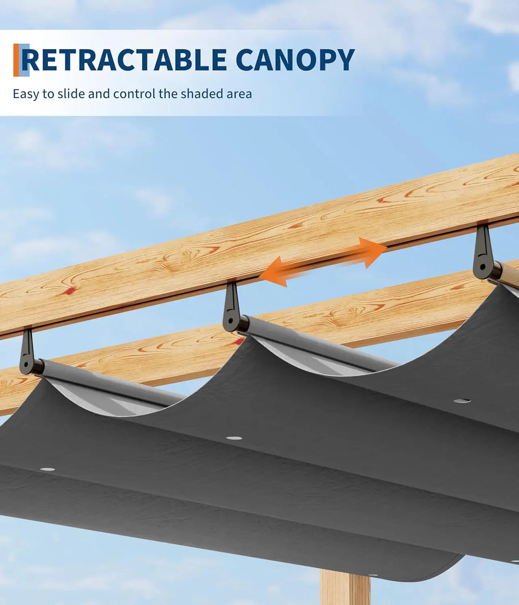 10 x 13 ft Wood Pergola w / Waterproof Canopy