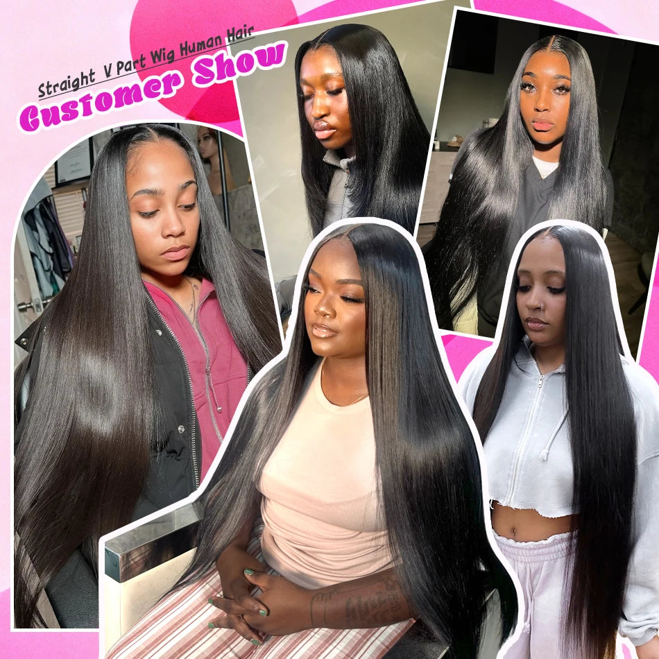 V Part Wigs Human Hair 100% Straight Human Hair Wigs