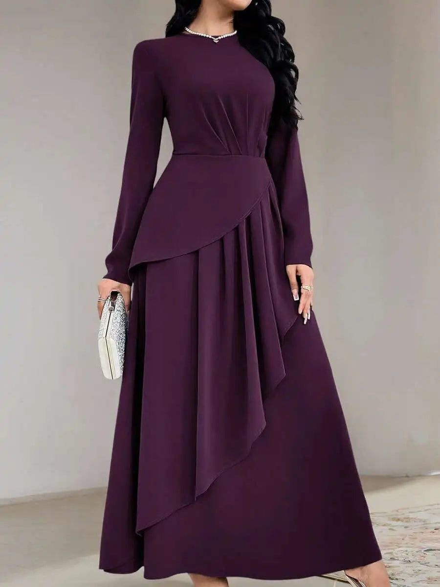 Asymmetrical Pleated Maxi Dress