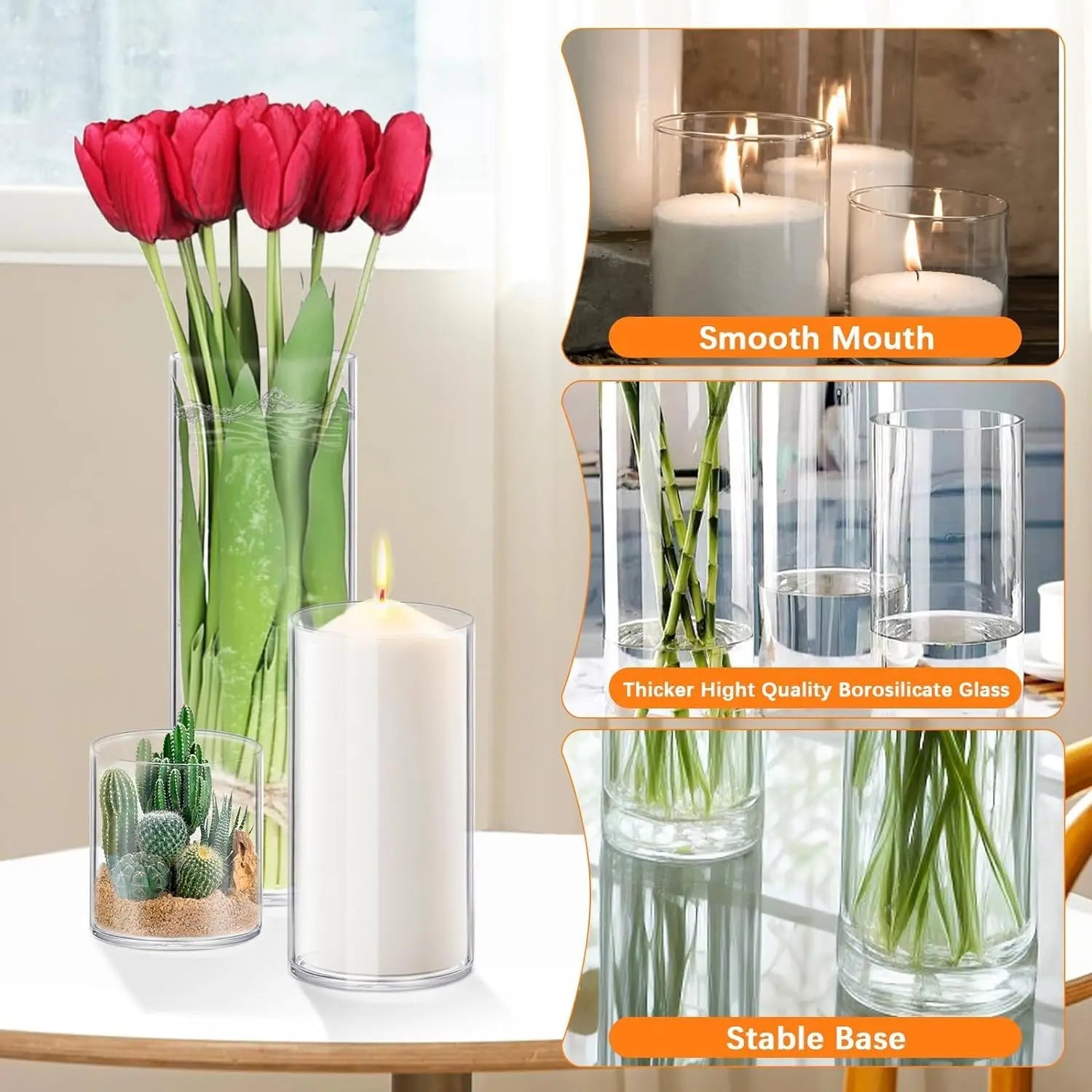 Hurricane Floating Candle Holder for Table Centerpiece