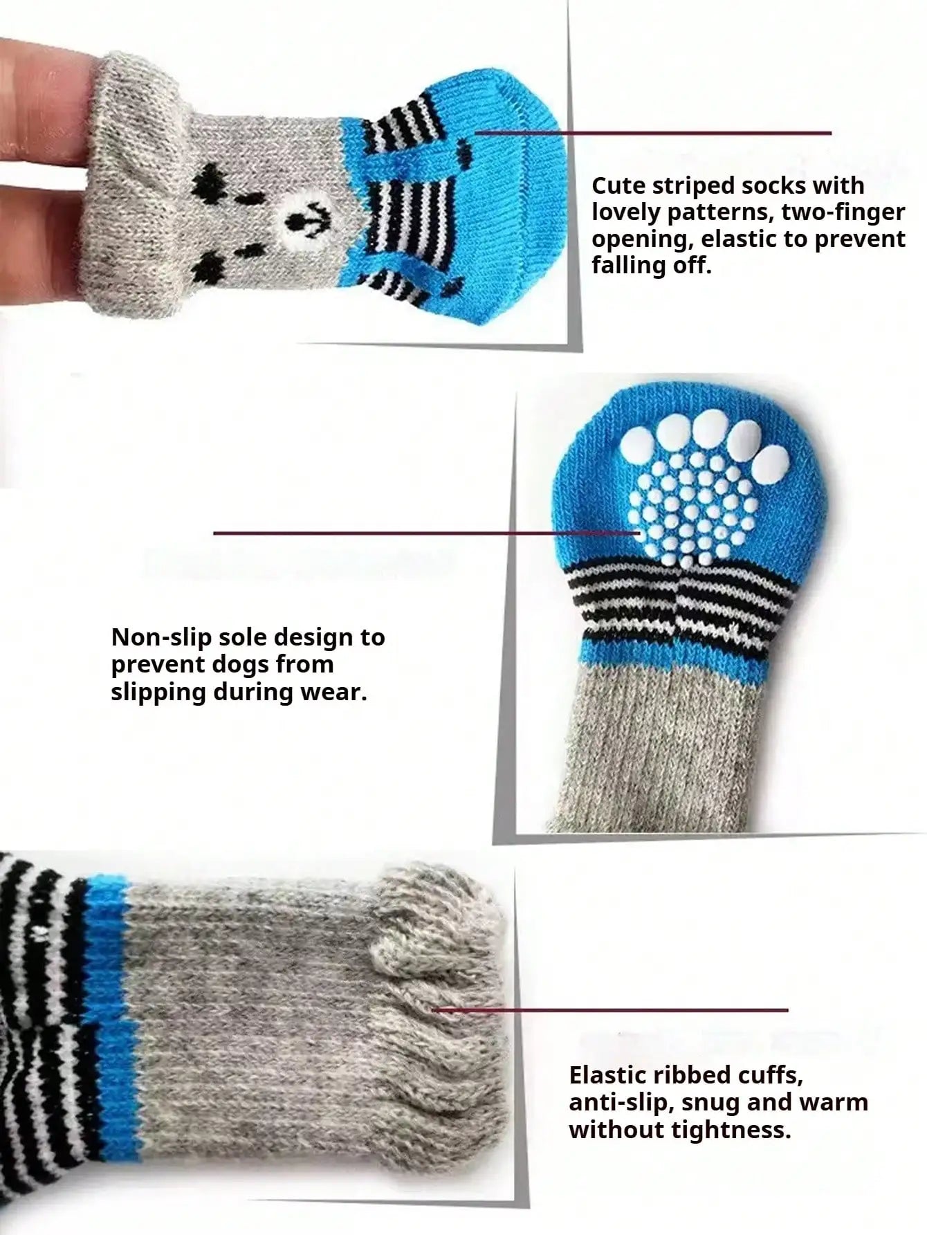 4-Pack Cute  Pet Socks