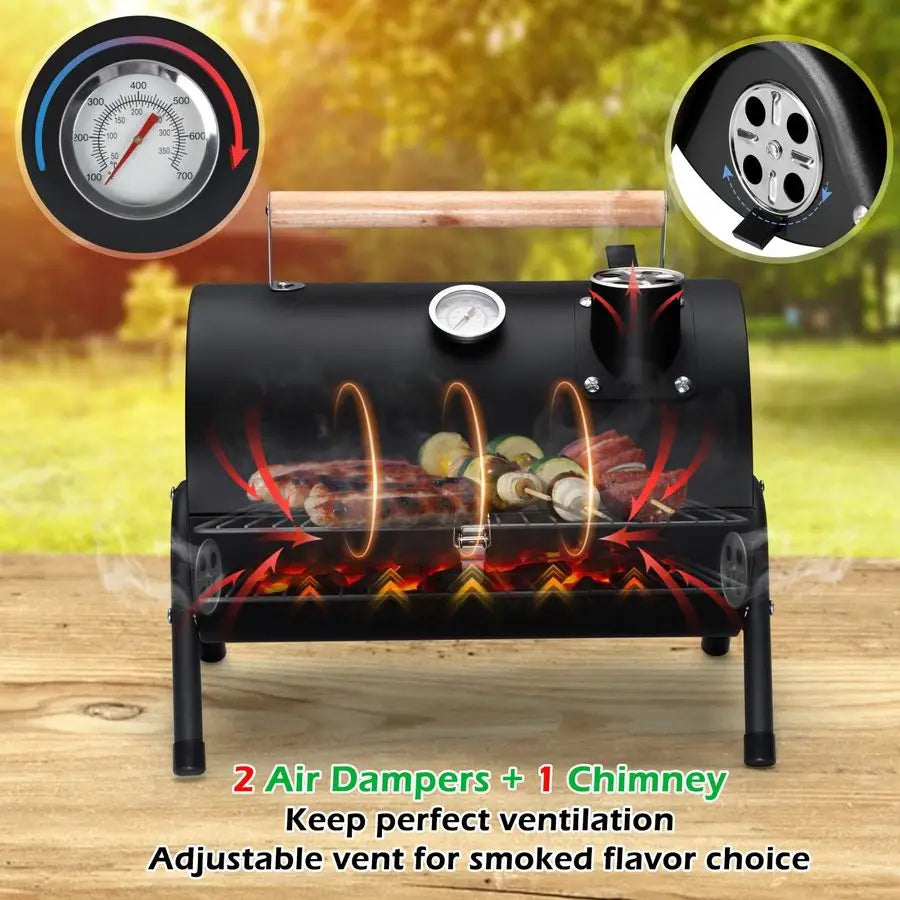 Mini Folding Outdoor Grill with Chimney