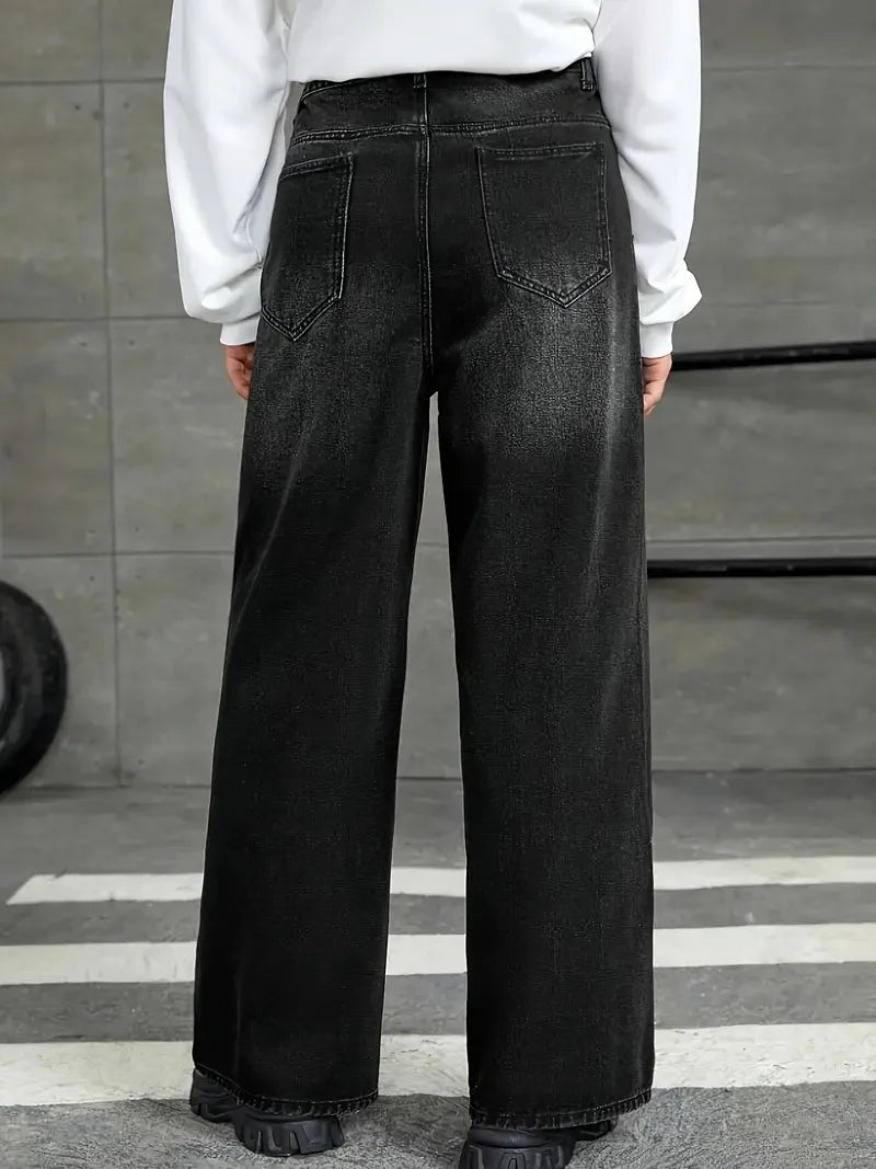 Loose Fit Wide  Black Denim