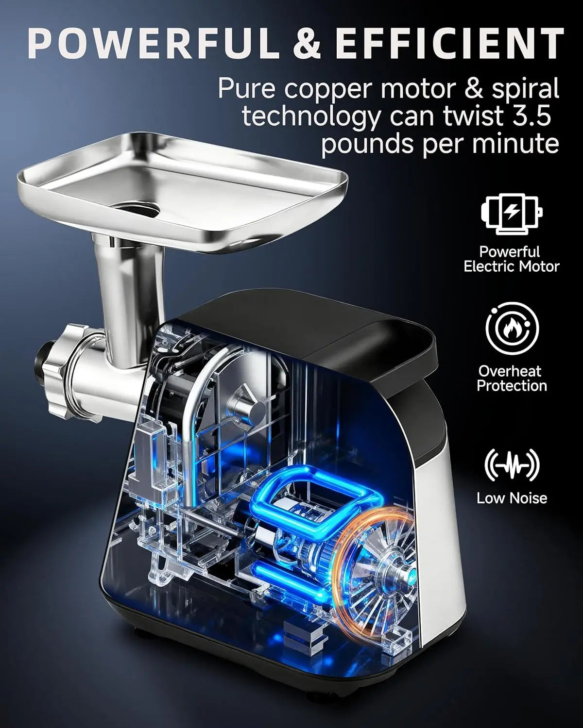 Powerful Electric Meat Grinder with 2 Blades